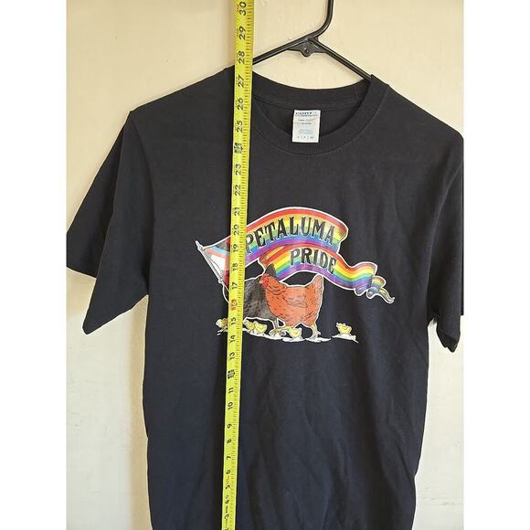 Petaluma Pride Men's Pride Rainbow T-shirt LGBT Chicken Logo Print With Flag - Picture 8 of 10